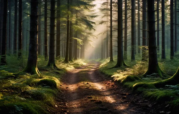 Picture forest, road, trees, cyhv