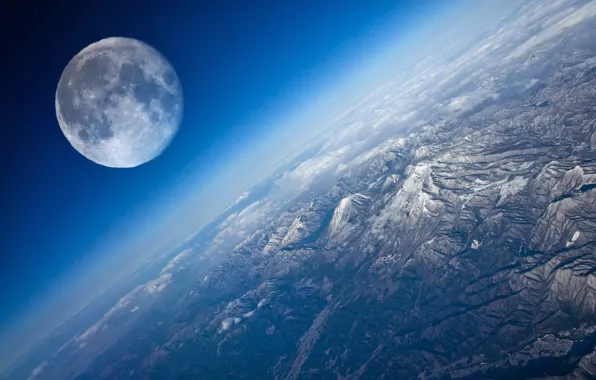 Picture view, planet, The moon, Earth