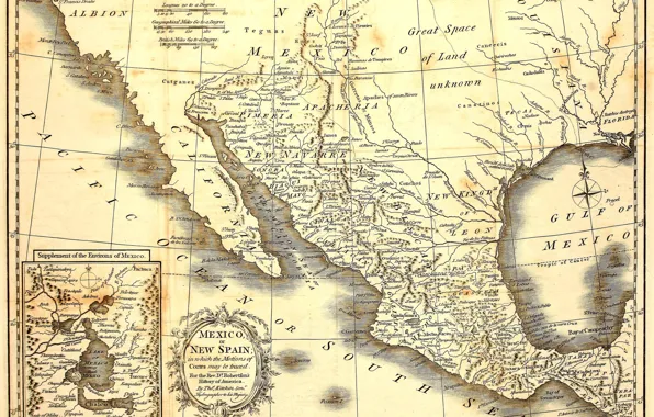 Mexico, old, map, paper