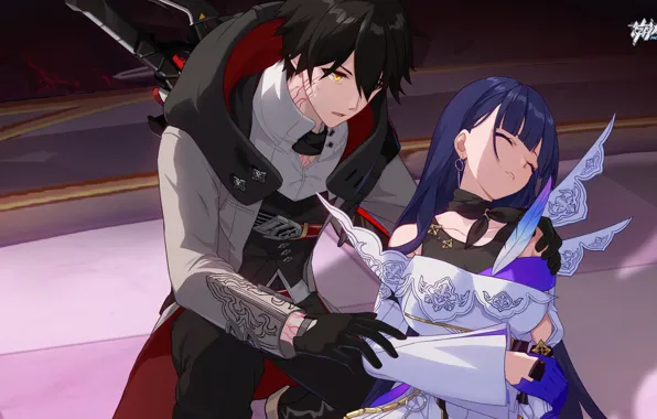 Girl, guy, Honkai Impact 3rd, Raiden Mei, fainted