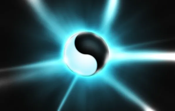 Rendering, white, ball, black, Yin-Yang