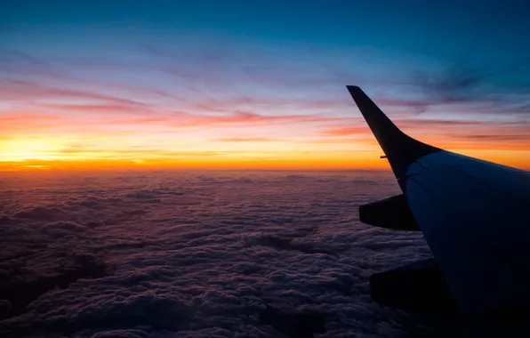 Picture the sky, the plane, wing, horizon