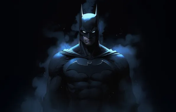 Smoke, mask, art, costume, Batman, black background, Batman, comic