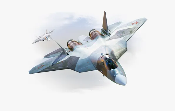 Figure, The plane, fighter, Speed, Wings, Russia, Nose, T-50