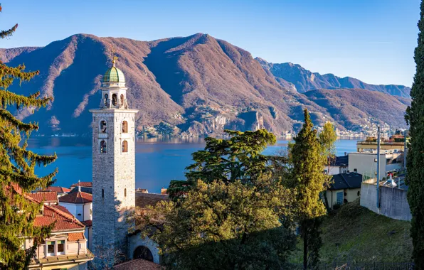 Picture mountains, lake, Switzerland, Lugano, Lugano