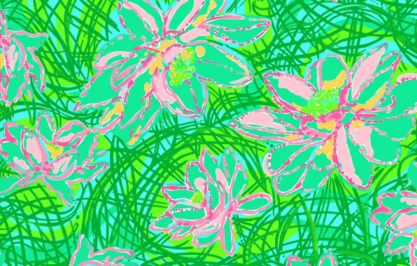 Picture line, flowers, paint, petals