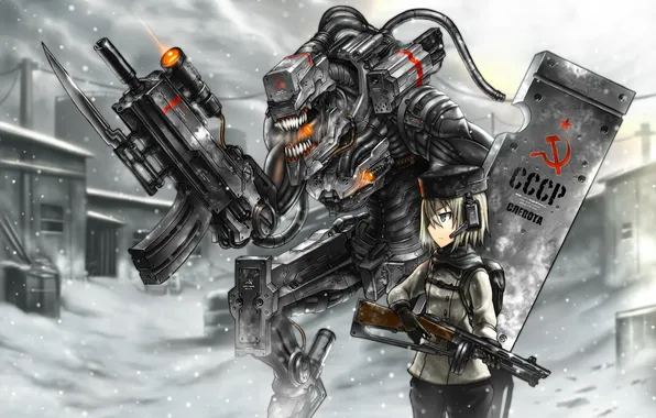 Robot, anime, art, girl, USSR, anime, art, Gia