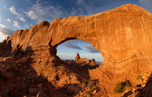 Picture morning, canyon, arch, South window, North window