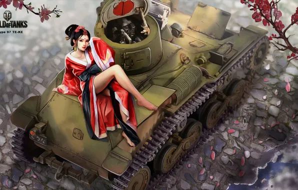 Girl, Japanese, figure, easy, art, tank, Asian, Japanese