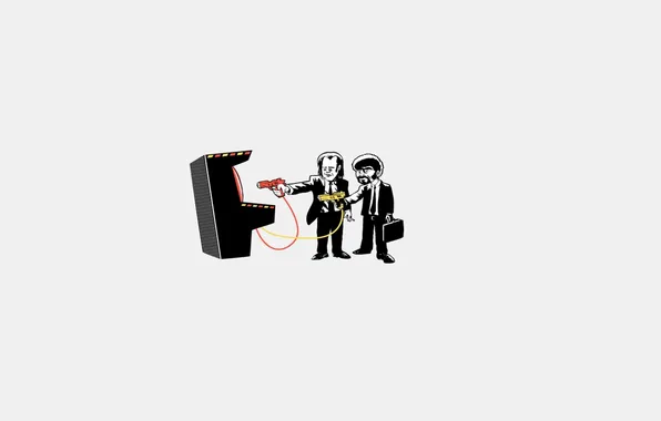 Movie, minimalism, cinema, white background, minimalism, Pulp fiction, pulp fiction, white background