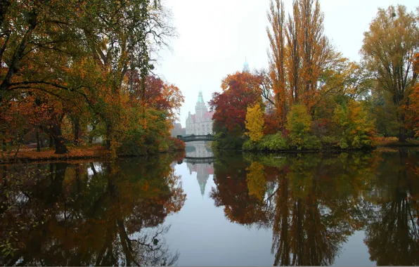 Picture autumn, the sky, leaves, water, trees, landscape, reflection, river
