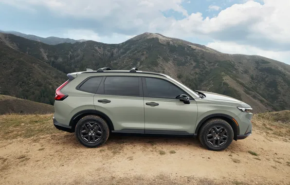 Clouds, mountains, SUV, Honda, side view, Hybrid, SUV, Hybrid