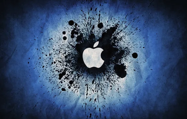 Apple, Blue, Logo, Color, Brand, Blue Splatter, Splatter