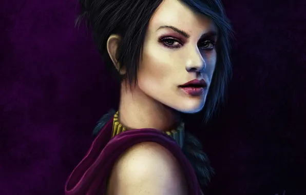 Picture look, girl, hood, Morrigan, art, Dragon age, Jinxiedoodle