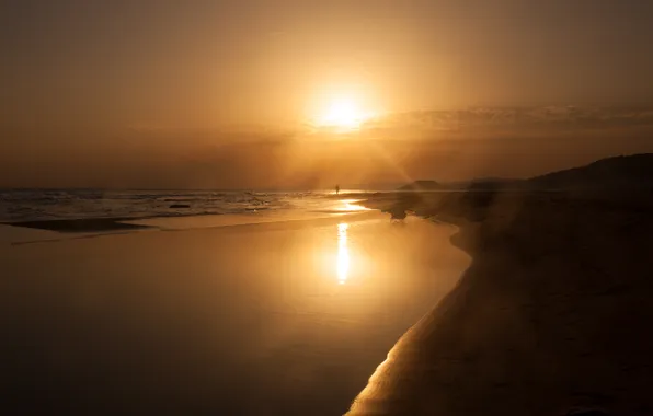 Picture sea, beach, sunset, coast, North Cyprus., Golden Beach