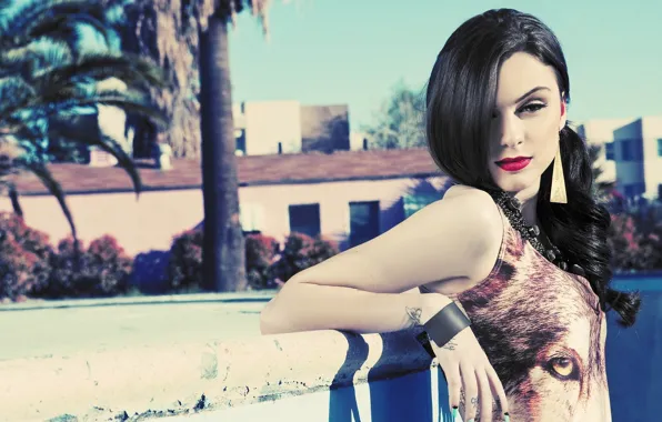 Eyes, girl, pose, hair, makeup, fashion, red lips