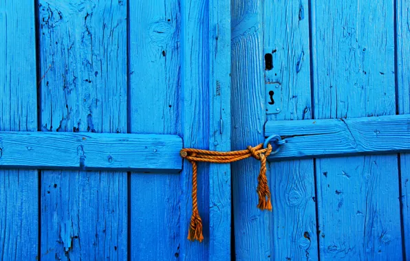 Picture shutters, blue, door