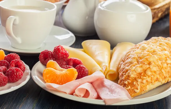Picture berries, coffee, food, Breakfast, cheese, buns