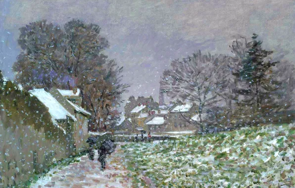 Landscape, picture, Claude Monet, Snow at Argenteuil