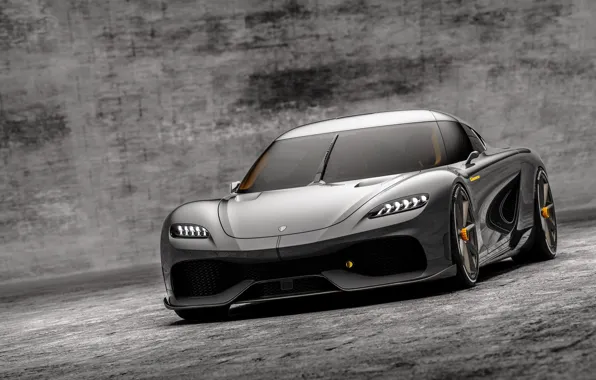 Metal, supercar, grey, stone, asphalt, koenigsegg, shine, 2020