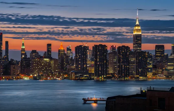 USA, Manhattan, New York City, Empire State Building, Hudson River