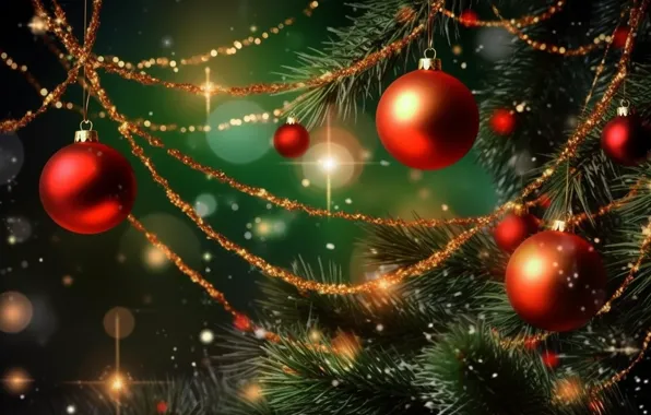 Balls, branches, balls, Christmas, New year, garland