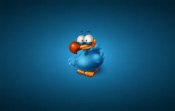 Picture bird, minimalism, blue background, Titto The Dodo