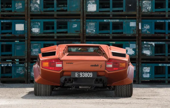 Orange, Supercar, Lamborghini Countach, Back, 1974