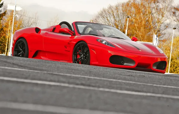 Road, machine, asphalt, tuning, Ferrari, red, f430, 2009