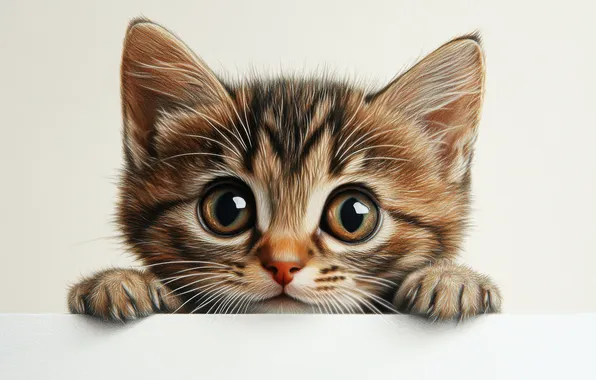 Picture cat, look, pose, kitty, face, AI art, neural network