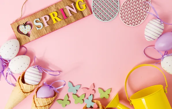 Butterfly, Easter, Eggs, Holiday, Decor, Waffle cone