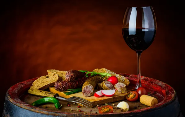 Greens, background, wine, glass, bread, tube, Board, plug