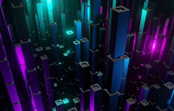 Abstraction, the city, columns, neon