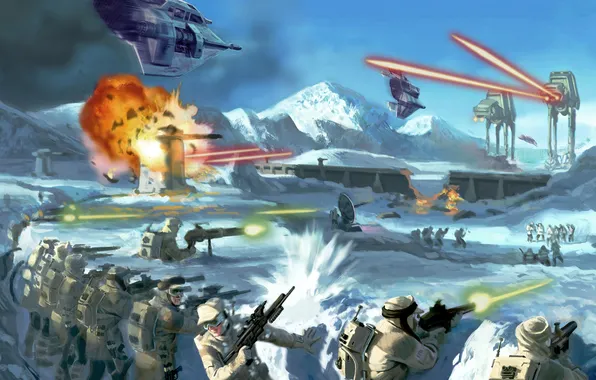 Picture winter, war, Star Wars, fighters, soldiers, lasers, Chagatai, rifle