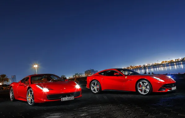 Auto, machine, Ferrari, supercars, Berlinetta, F12, 458 Italia