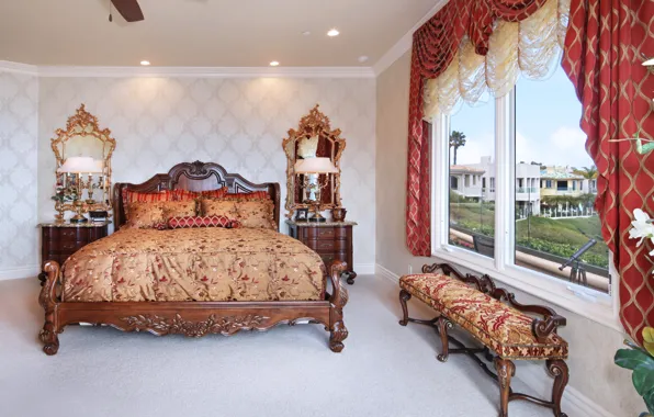 Design, Villa, bed, mirror, wardrobe, luxury, Design, bedroom