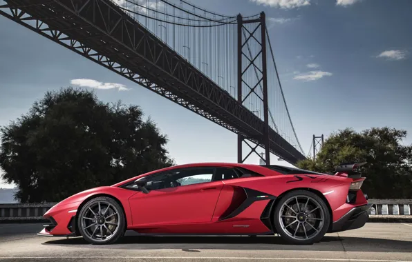 Bridge, Lamborghini, supercar, side view, 2018, Aventador, Lisbon, SVJ