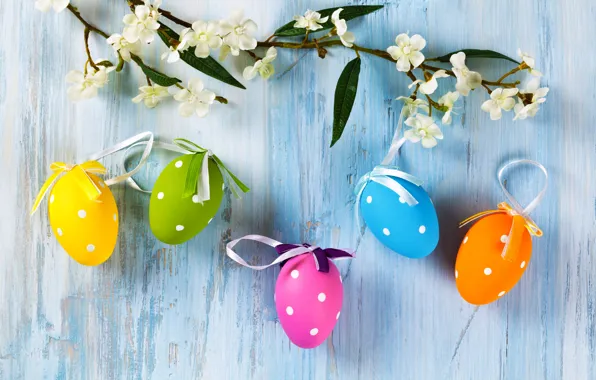 Flowers, wall, holiday, eggs, branch, Easter, eggs