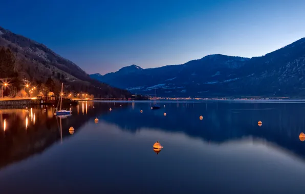 Night, lake, Switzerland
