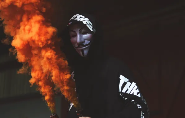 City, the city, people, mask, smoke, the guy Fawkes mask, anonymous, human