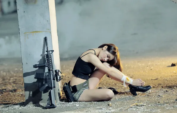 Girl, weapons, Asian