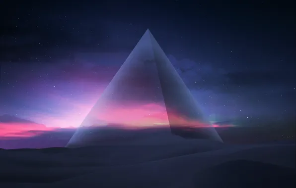 The sky, Sand, Pyramid, Fantasy, Art, Night, Fiction, Dunes