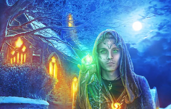 Night, house, magic, the moon, MAG, guy