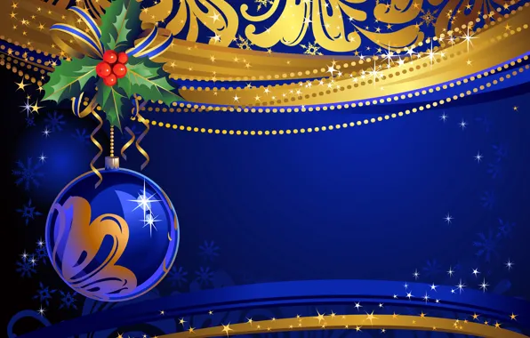 Balls, berries, new year, vector, Christmas