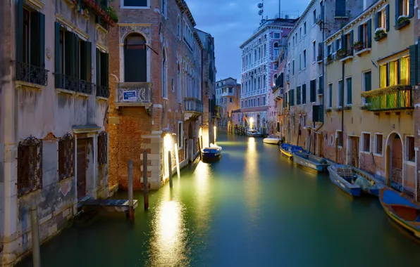 Picture building, home, boats, Italy, Venice, channel, boats, Italy