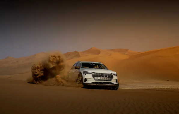 Picture sand, white, movement, Audi, E-Tron, 2019
