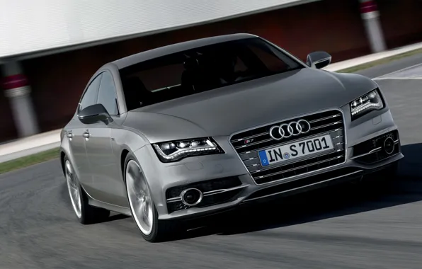 Audi, Machine, Logo, Grey, The hood, Sedan, Lights, the front