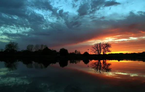Landscape, sunset, lake