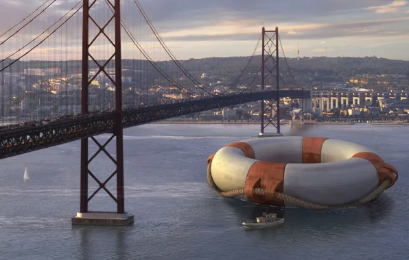 Bridge, the city, round