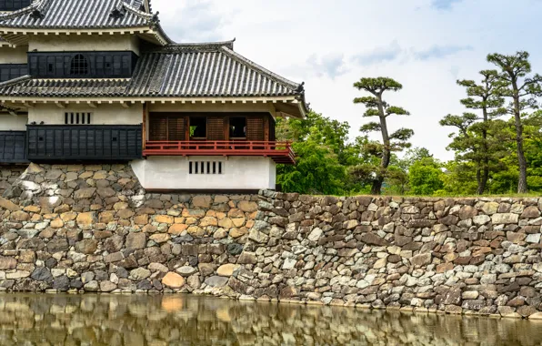 Japan, Wall, Castle, Ditch, Matsumoto, Nagano